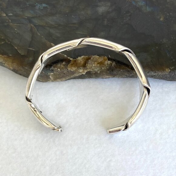 Sterling Silver 925 Heavy Chunky Oval Twisted Cuff Bracelet Sz 6.5" 33g - Picture 6 of 16